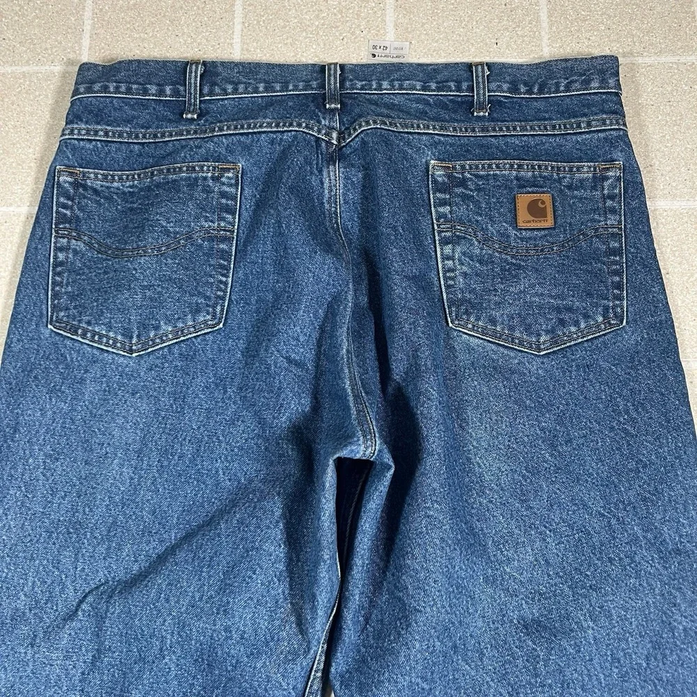 Carhartt Jeans 38x29 Mens 100% Cotton Tapered Leg B17DST Workwear - Picture 2 of 10